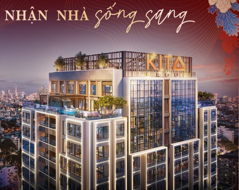 Tòa căn hộ Kiều By Kita về đêm, nhìn về trung tâm Sài Gòn