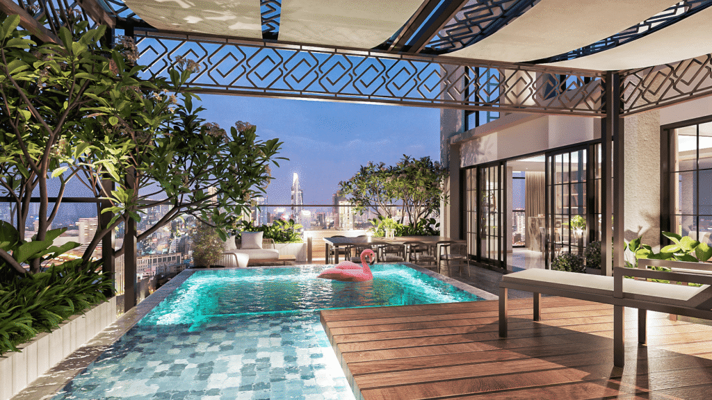 Hồ bơi riêng trong căn Grand Penthouse Kiều By Kita tầng 26 - 27