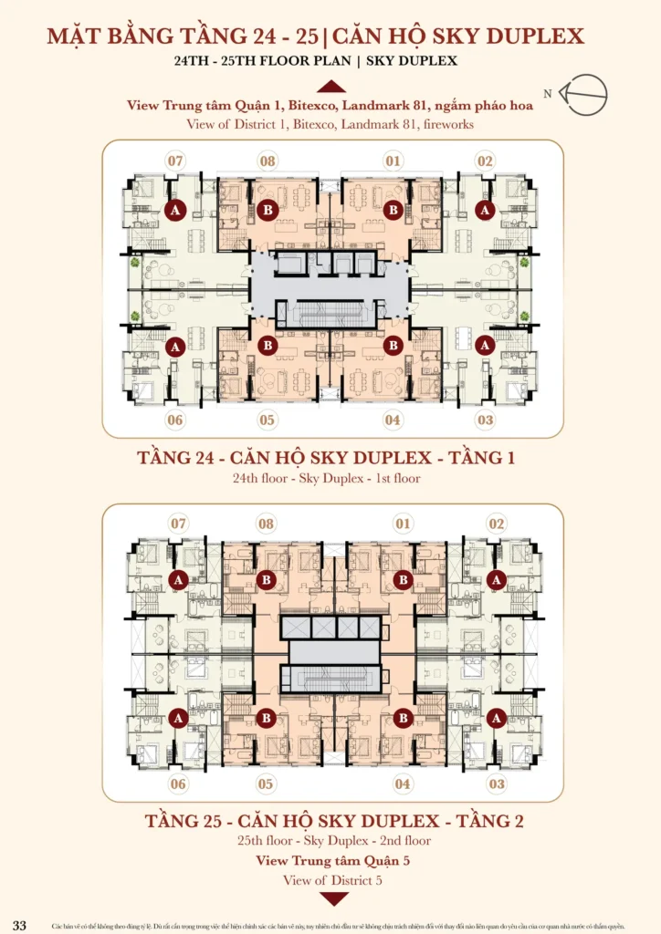 Mặt bằng tầng 24-25 Sky Duplex Kiều By Kita