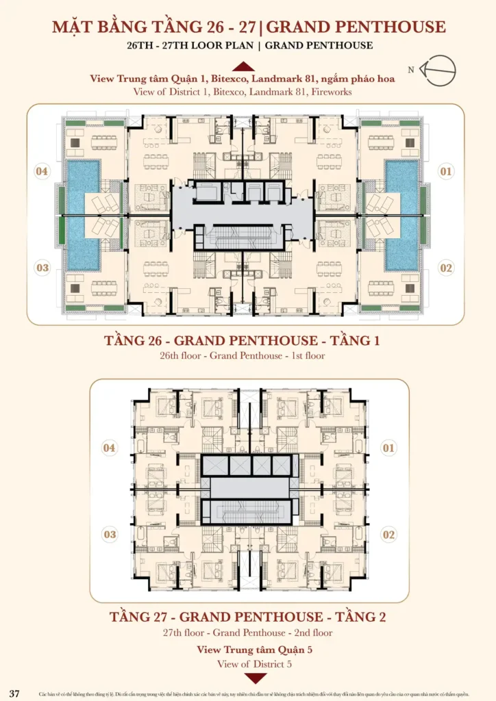 Mặt bằng tầng 26-27 Grand Penthouse Kiều By Kita